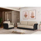 Sofá 2 Lugares 164cm Loud Pu Preto | Linho Bege - Sallar Home